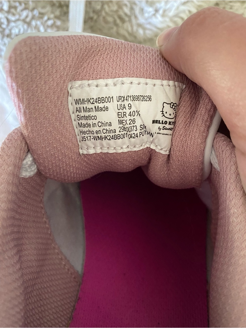Hello Kitty Pink and White Casual Sneakers - Picture 8 of 8